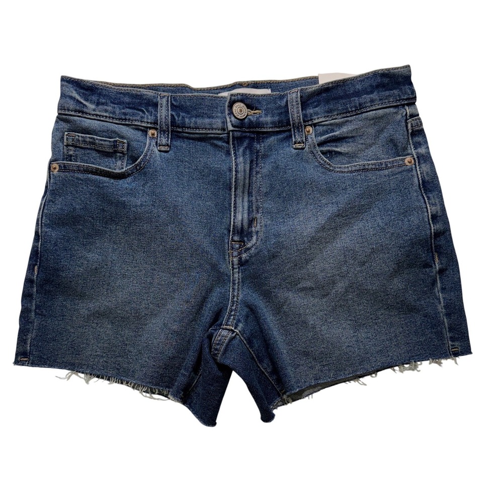 DKNY Jeans Womens Size 26 Medium Wash Raw Hem Denim Cutoff Shorts Blue